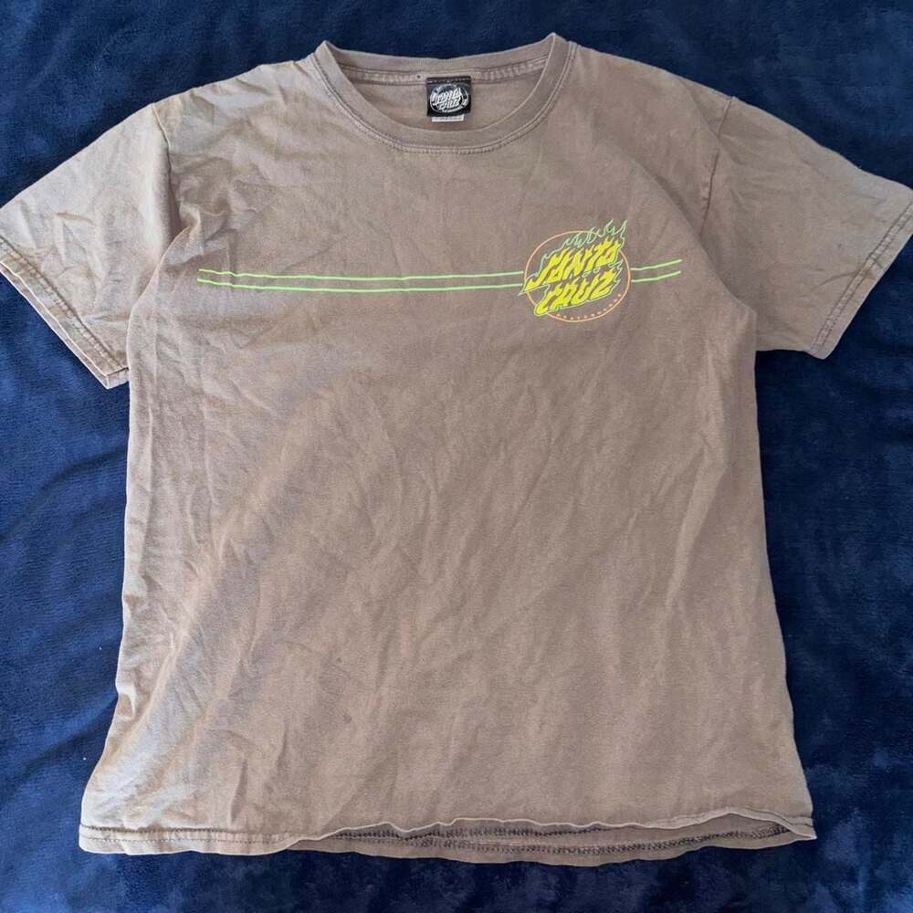 Santa Cruz Skateboards Flamed Logo T-Shirt Youth XL Brown
